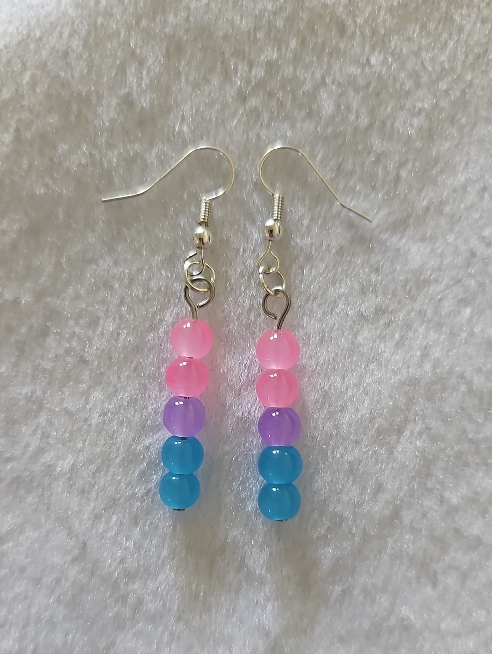 Pink, Purple & Blue Beaded Dangle Earrings